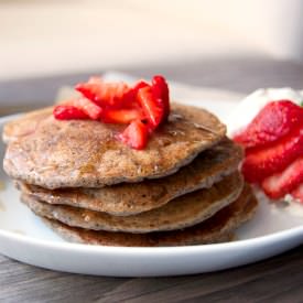 Strawberry Buckwheat Flax Pancakes