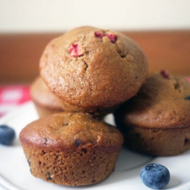 Whole Wheat Honey Berry Muffins