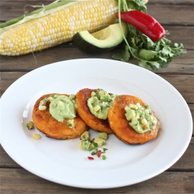 Sweet Potato Cakes w/Avocado Crème