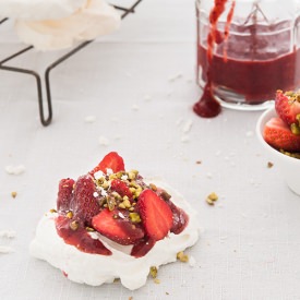 Meringues with Roasted Strawberries