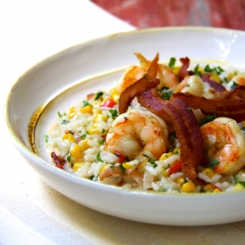 Shrimp and Corn Risotto with Bacon