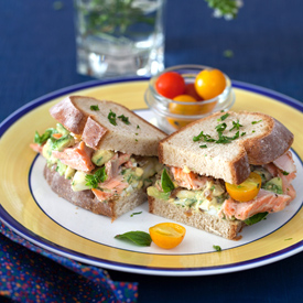 Avocado-Egg Salad & Poached Salmon