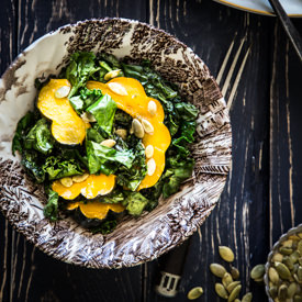 Warm Kale Salad with Acorn Squash