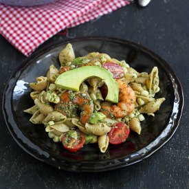 Shrimp, Corn & Avocado Pasta Salad