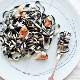 Squid Ink Pasta With Stilton & Figs