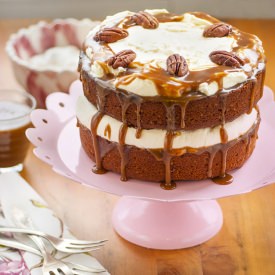 Walnut Cake with Buttersotch Sauce