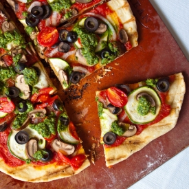 Vegan Vegetable Pesto Pizza