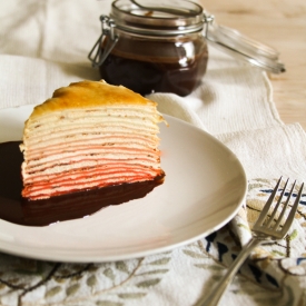 Ombre Pumpkin Brulee Crepe Cake