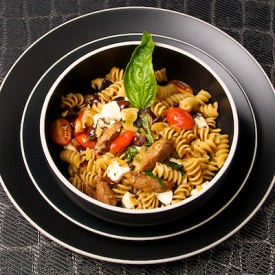 Wheat Fusilli with Chorizo & Basil