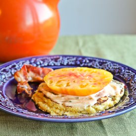 Heirloom Tomato on Corn Pancake