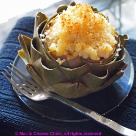 Macaroni & Cheese Stuffed Artichoke