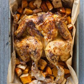 Easy Roasted Chicken with Butternut Squash