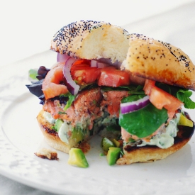 Salmon Burger with Avocado Aioli