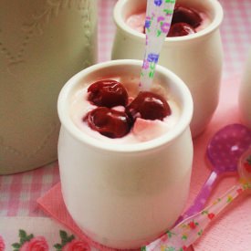 Frozen Yogurt with Cherry Coulis