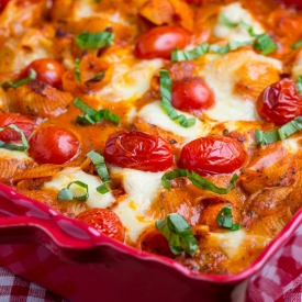 Pesto Caprese Pasta Casserole