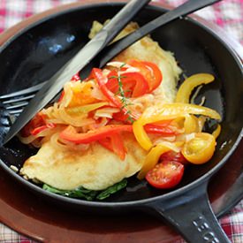 Spinach Omelette with Piperade