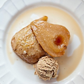 Roasted Pears with Espresso Cream