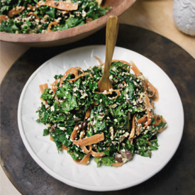 Sesame Kale Salad + Millet & Beans