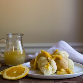 Ricotta Ebelskivers with Peaches