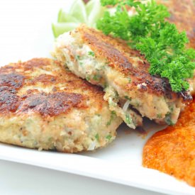 Salmon Cakes with Tomato Coulis