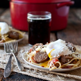 Beer Brat Carbonara Pasta