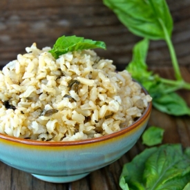 Roasted Garlic-Basil Brown Rice