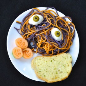 Spooky Spaghetti with Eyeballs