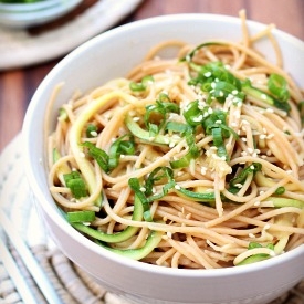 Garlic Ginger Noodles with Zucchini