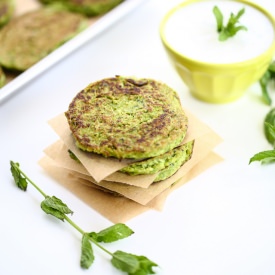 Pea Fritters with Mint Cream Sauce