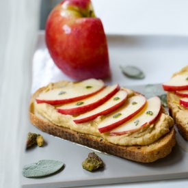 Apple-Sage Garlic Hummus Tartine