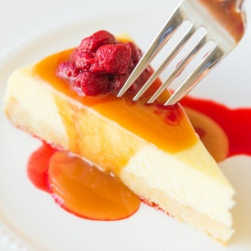 Caramel Cheesecake with Raspberries