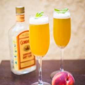 Gin Peach Basil Fizz