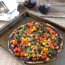 Spinach, Tomato and Olive Flatbread