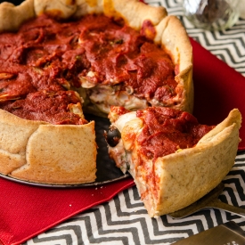 Mozzarella Mac Deep Dish Pizza