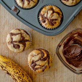 Banana Cupcakes with Nutella Swirl