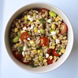 Farro with Corn, Tomatoes & Edamame