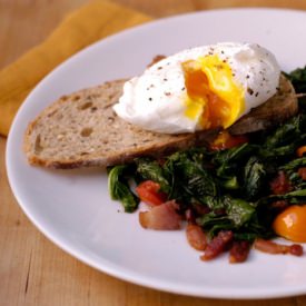 Poached Egg Over Wilted Greens