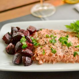 Roast Salmon with Ginger Beets