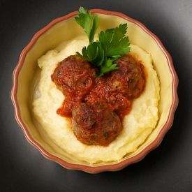 Beef Meatballs with Cheesy Polenta