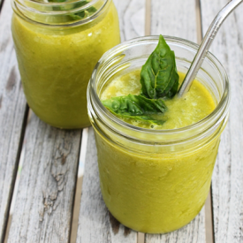 Peach-Basil Smoothie w/ Cucumber