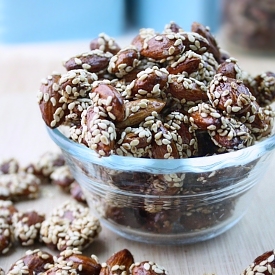 Maple-Sesame Candied Almonds