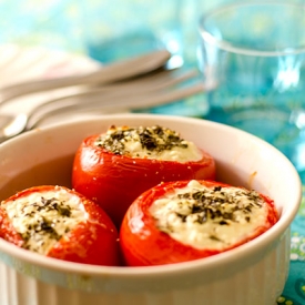 Egg and Goat Cheese in Tomato Cup