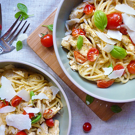 Pesto Chicken with Spaghetti