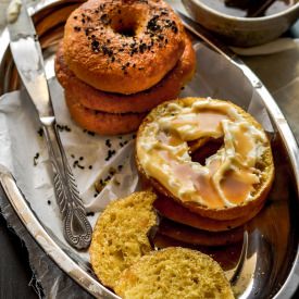 Roasted Honey Sweet Potato Bagels