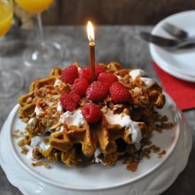 Pumpkin-Spice Waffles w/ Nut-Crunch