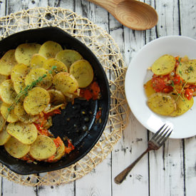 Skillet Potato Bake with Tomatoes