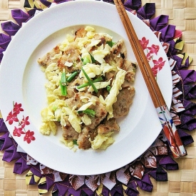 Pan-Fried Daikon Cake with Eggs