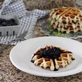 Lemon Chia Waffles with Blueberries