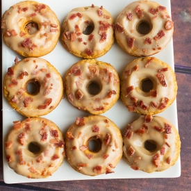 Pumpkin Donuts w/ Maple & Bacon