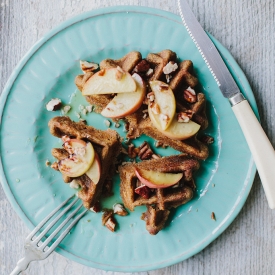 Pumpkin Buckwheat Waffles Apples